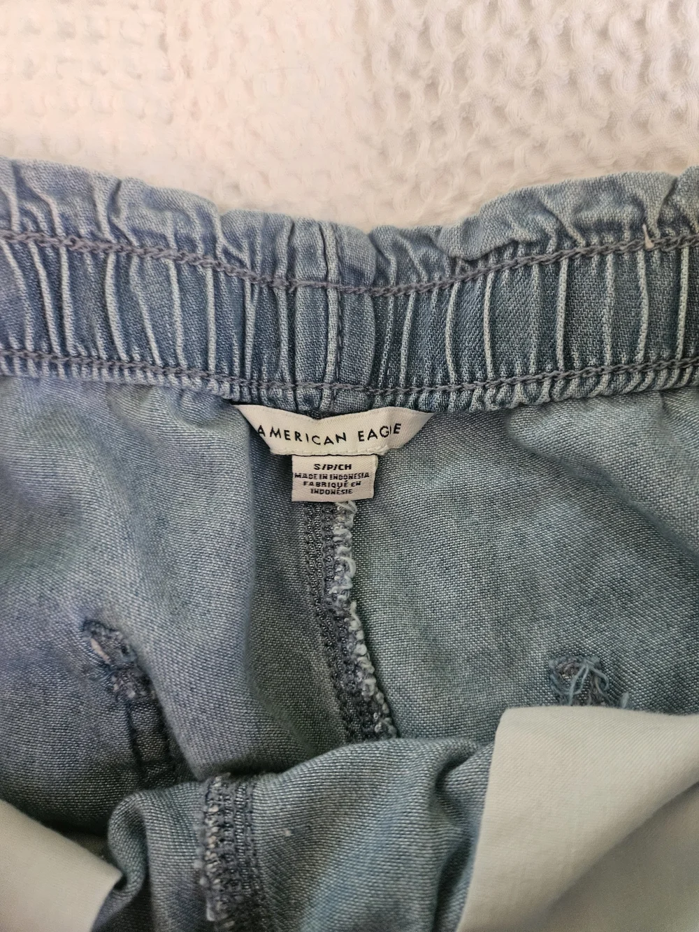 American Eagle Outfitters Light Blue Denim-Style Pull-On Shorts